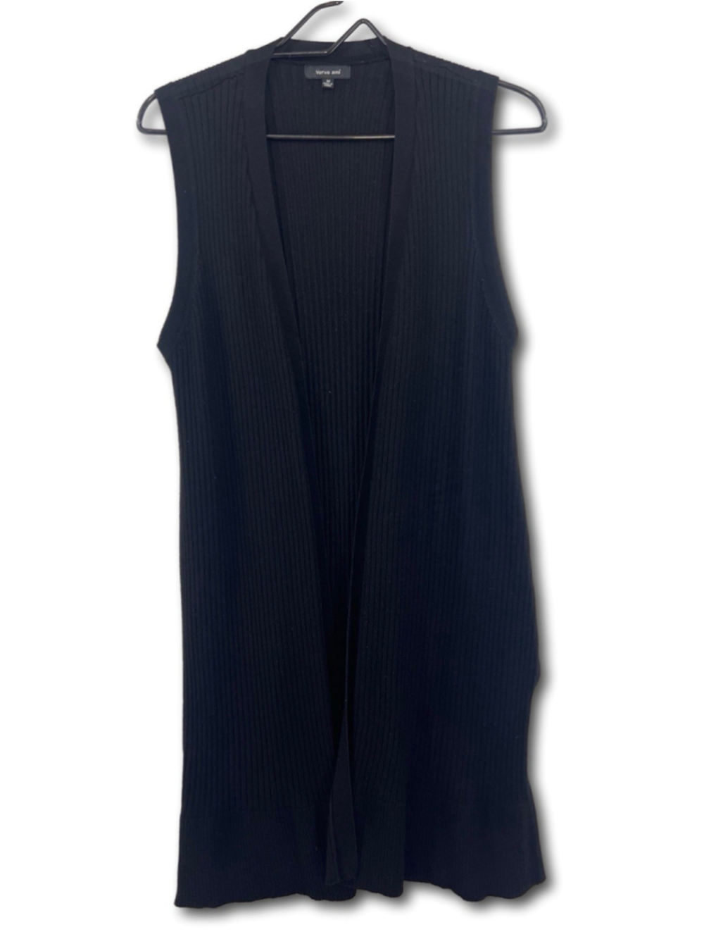 Verve Ami Sweater Vest Women’s Size Medium Black Duster Layers